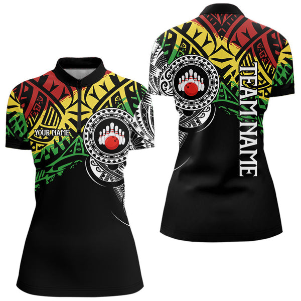 Maxcorners Personalized Tribal pattern Mens Bowling Shirts Custom Bowling outfit for men Team bowling jersey