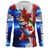 Maxcorners Bass Fishing Canadian Flag patriotic UV protection Custom name long sleeves shirt MT2108
