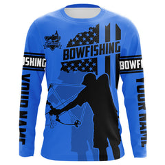 Maxcorners Carp hunter bowfishing black and blue American flag Custom UV sun protection Long sleeve Fishing Shirt LM0409