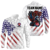 Maxcorners Retro American Flag white camo Eagle Bowling Shirt for Men Custom Patriotic Bowling Team Jersey