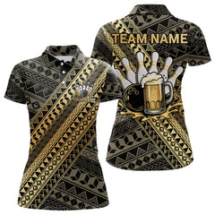 Maxcorners Yellow and Black tribal pattern Bowling and Beer shirts for men custom Team Bowling jerseys outfit MT2904