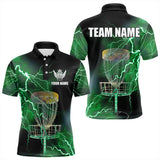 Maxcorners Mens disc golf polo shirts custom green lightning thunder disc golf basket team disc golf outfit MT0510