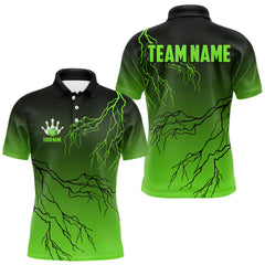 Maxcorners Black and Green gradient storm Lightning thunder Bowling shirts for Men Custom Bowling Team Jerseys