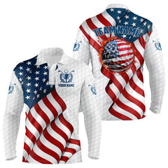 Maxcorners American Flag Golf Polo Shirts For Men Custom team golf jerseys, patriotic golf shirts
