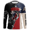 Maxcorners Texas Bass Fishing Patriotic Hooked On Freedom Custom Name Performance Long Sleeves Fishing Shirts