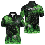 Maxcorners Green Flame Dragon Golf polo shirts For Men Custom Dragon team mens golf outfits, gift for golf lover LM0210