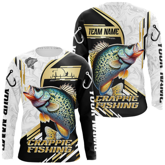 Maxcorners Personalized Crappie fishing shirts Custom sun protection Crappie fishing team jerseys | Gold LM0201