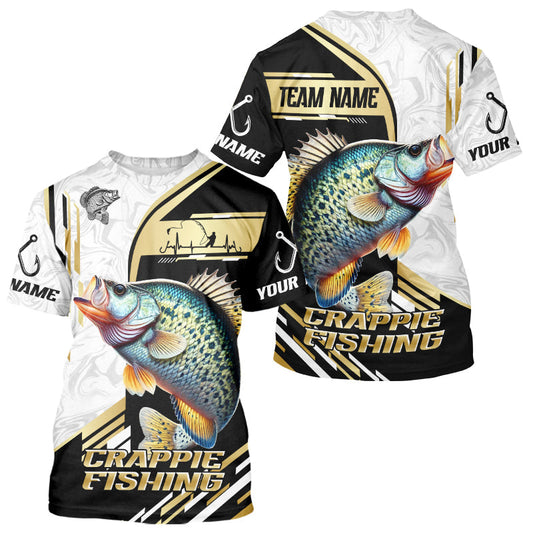 Maxcorners Personalized Crappie fishing shirts Custom sun protection Crappie fishing team jerseys | Gold LM0201