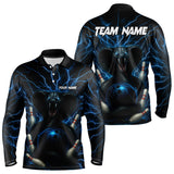 Maxcorners Personalized Blue Thunder Lightning Cobra Snake Bowling Shirt For Men, Custom Name Bowling Team