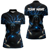 Maxcorners Personalized Blue Thunder Lightning Cobra Snake Bowling Shirt For Men, Custom Name Bowling Team
