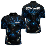 Maxcorners Personalized Blue Thunder Lightning Cobra Snake Bowling Shirt For Men, Custom Name Bowling Team