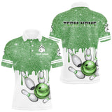 Maxcorners Green glitter Bowling Shirts For Men Custom team bowling jerseys, Personalized bowling uniform TU0710