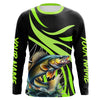 Maxcorners Personalized Walleye Long Sleeve Fishing Shirts, Walleye Tournament Fishing Jerseys | Green MT2108