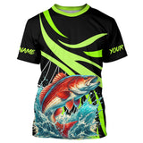 Maxcorners Personalized Redfish puppy Long Sleeve Fishing Shirts, Red drum Tournament Fishing Jerseys | Green MT2108