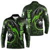 Maxcorners Black And Green Custom Dragon Bowling Shirts For Men, Dragon Bowling Team Shirts