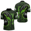 Maxcorners Black And Green Custom Dragon Bowling Shirts For Men, Dragon Bowling Team Shirts