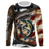 Maxcorners Custom American Flag patriotic Bass Fishing Jerseys, Personalized camo Bass fishing Long sleeve shirts LM0201