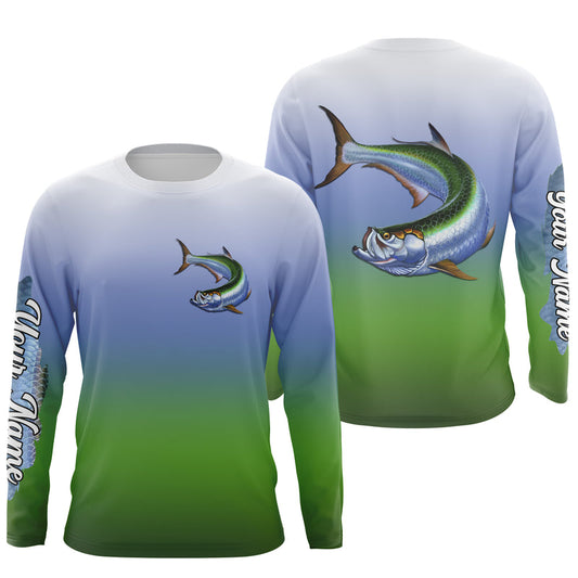 Maxcorners Tarpon fishing saltwater fish scales Custom Name Long sleeve, Long Sleeve Hooded Fishing Shirt 
 LM0201
