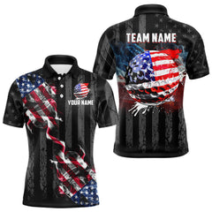 Maxcorners Black American flag smoke Mens golf polo shirts Custom Patriotic Team Golf attire MT0609