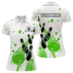 Maxcorners Green And White Shamrock Lucky Bowling Shirts For Men Custom St Patrick Day Team Bowling Jerseys