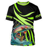 Maxcorners Personalized Rainbow trout Performance Long Sleeve Fishing Shirts, Tournament Fishing Jerseys | Green MT2108
