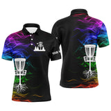 Maxcorners Rainbow smoke black Mens disc golf polo shirts custom team disc golf basket best mens golf wears MT0510