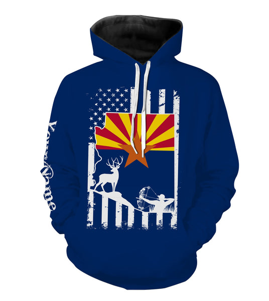 Maxcorners Arizona big game Hunting Bow hunter blue Arizona patriotic Customize Name 3D All Over Printed hunting Shirts LM2608