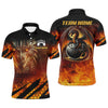 Maxcorners Bowling Ball And Pins Black And Orange Dragon Flame Customized Name, Team Anme 3D Polo Shirt