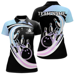 Maxcorners Blue Purple Gradient Bowling Shirts For Men Custom Bowling Team League Jersey, Gift For Bowler LM1008