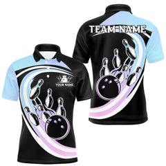 Maxcorners Blue Purple Gradient Bowling Shirts For Men Custom Bowling Team League Jersey, Gift For Bowler LM1008