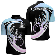 Maxcorners Blue Purple Gradient Bowling Shirts For Men Custom Bowling Team League Jersey, Gift For Bowler LM1008