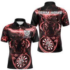 Maxcorners Personalized Red Lightning Thunder Storm Tiger Darts Shirts For Men Custom Dart Team Jerseys TU1208