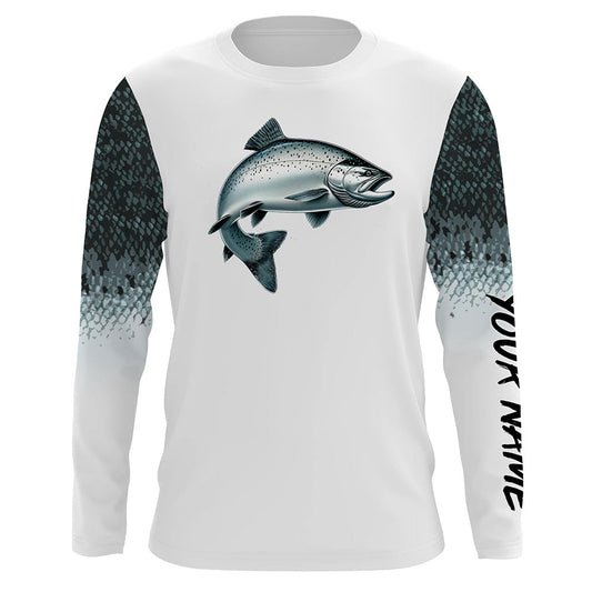 Maxcorners Chinook Salmon (King Salmon) Fishing Customize UV protection long sleeves fishing shirt for men LM0201