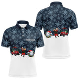 Maxcorners Blue snowflake pattern Christmas Golf Polo Shirts For Men custom mens golf attire, unique golf gifts LM1610