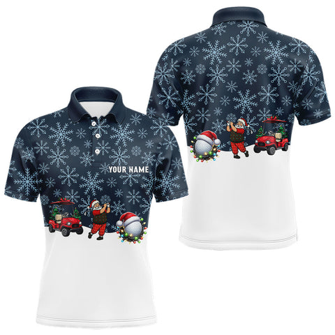Maxcorners Blue snowflake pattern Christmas Golf Polo Shirts For Men custom mens golf attire, unique golf gifts LM1610