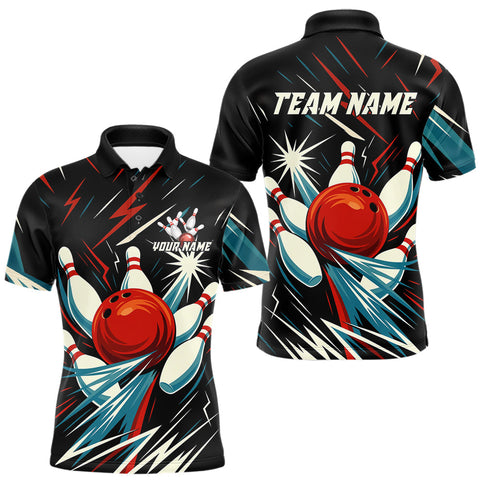 Maxcorners Lightning Thunder Retro Bowling Shirts For Men Custom Bowling Team League Jersey, Gift For Bowlers LM3010