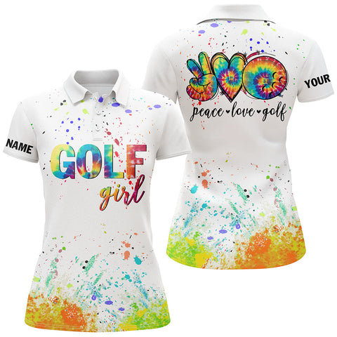 Max Corners Watercolor Peace Love Golf Epic Art Customized Name 3D Golf Polo Shirt For Women