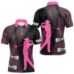 Maxcorners Black and pink Mens golf polo shirts custom golf clubs team golf shirts, golf tops for men LM2206