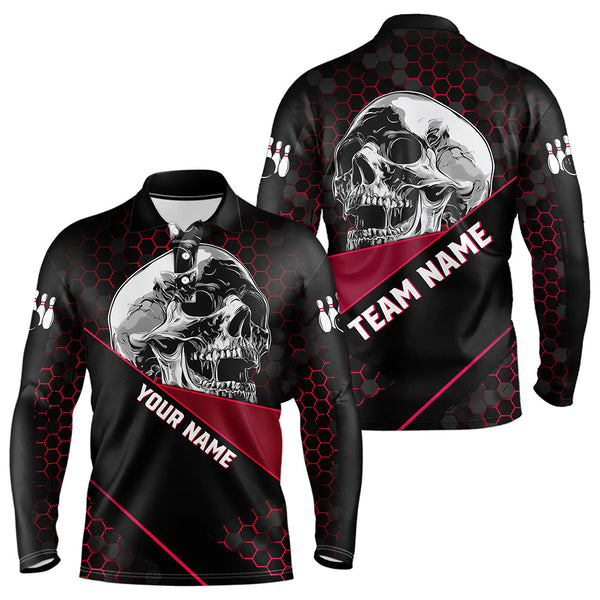 Maxcorners Black And Red Skull Bowling Shirts For Men And Women,  Custom Bowling Team League Jersey, Gift For Bowlers