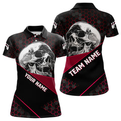 Maxcorners Black And Red Skull Bowling Shirts For Men And Women,  Custom Bowling Team League Jersey, Gift For Bowlers