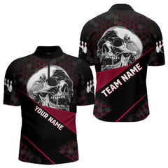 Maxcorners Black And Red Skull Bowling Shirts For Men And Women,  Custom Bowling Team League Jersey, Gift For Bowlers