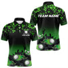 Maxcorners Green Shamrock Flame Golf Ball Men Golf Polo Shirts Customize St Patrick Day Team Mens And Women Golf Shirts