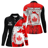 Maxcorners Personalized Black Camo Golf Polo Shirts For Men Custom Canadian Flag patriotic golf shirts outfit