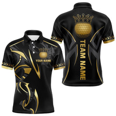 Maxcorners Black and Gold crown Men golf polo shirts Custom Golf Team jerseys, cool golf gifts LM2206