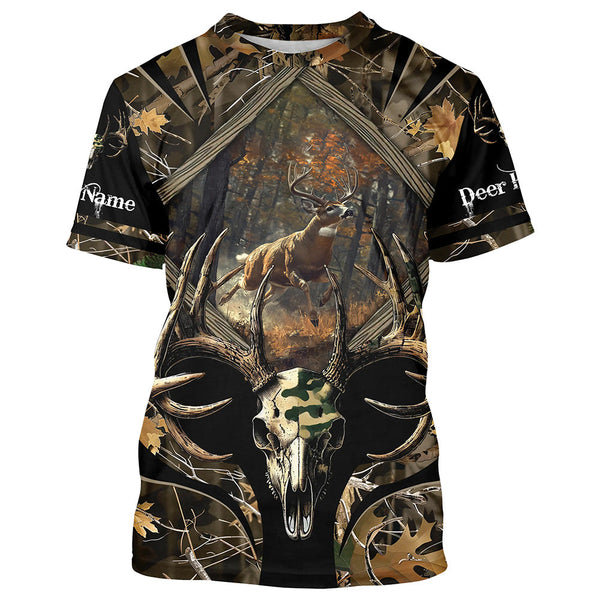 Maxcorners Deer Hunting Skull Camo Reaper Customize Name 3D All Over Printed Shirts Personalized gift LM2608