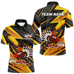 Maxcorners Custom Funny Turkey Bowling Shirts For Men, Black and Yellow Camo Thanksgiving Bowling Shirt Team TU1509