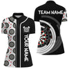 Maxcorners Black And White Dart Board Camo Custom Team Dart Polo, Quarter Zip Shirt For Men, Mens Dart Jersey