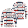 Maxcorners Red, White and Blue stars pattern Men golf polo shirts Custom patriotic golf attire for mens