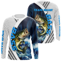 Maxcorners Blue and White Camo Largemouth Bass fishing Custom name sun protection Bass fishing team jerseys LM0607