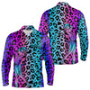 Maxcorners Neon Blue And Purple Leopard Pattern Mens And Women Golf Polo Shirts Custom Mens Golf Tops, Unique Golf Gifts